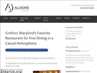 allisonsrestaurant.com