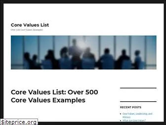 corevalueslist.com