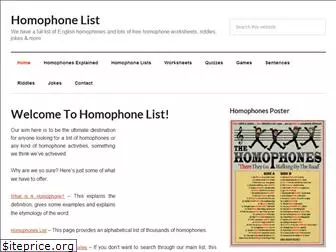 homophonelist.com