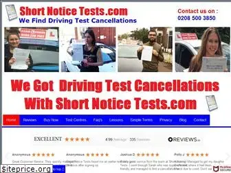 shortnoticetests.com