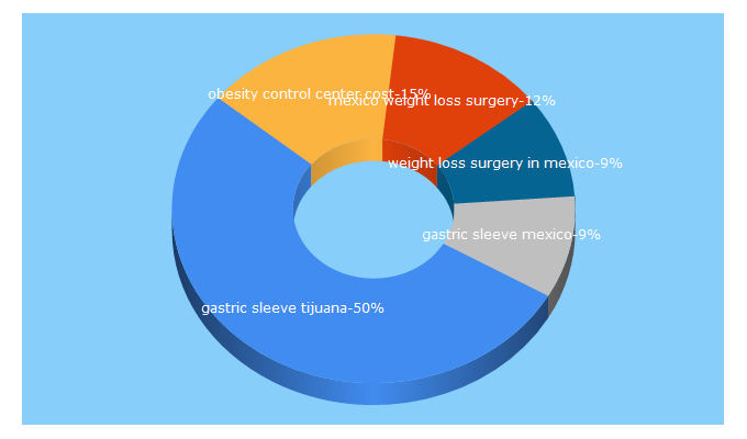 Top 5 Keywords send traffic to bariatricmexicosurgery.com