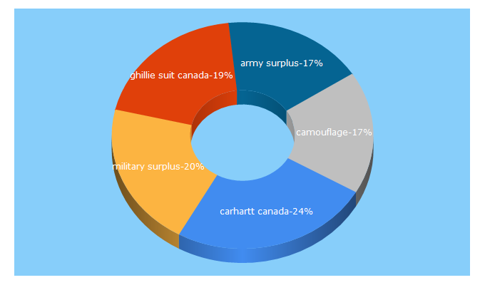 Top 5 Keywords send traffic to camouflage.ca