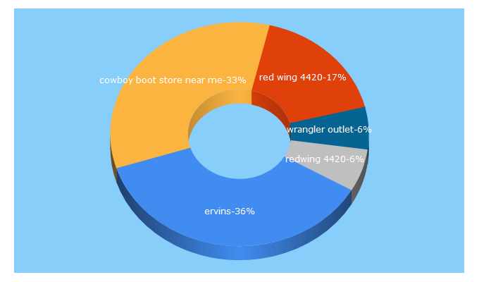 Top 5 Keywords send traffic to ervinsboots.com