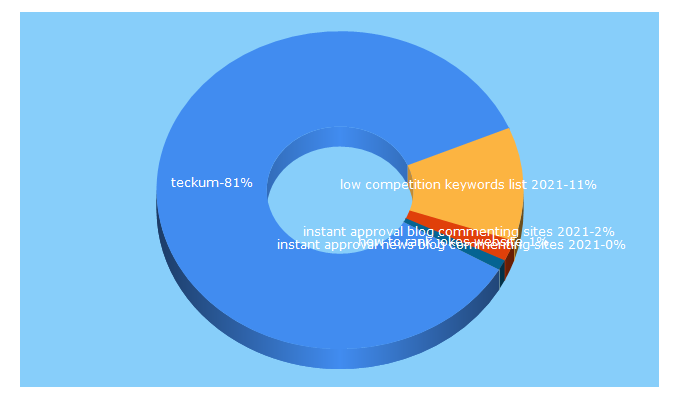 Top 5 Keywords send traffic to teckum.com
