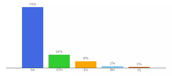 Top 10 Visitors Percentage By Countries for anbagate.com