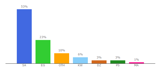 Top 10 Visitors Percentage By Countries for baetiy.com