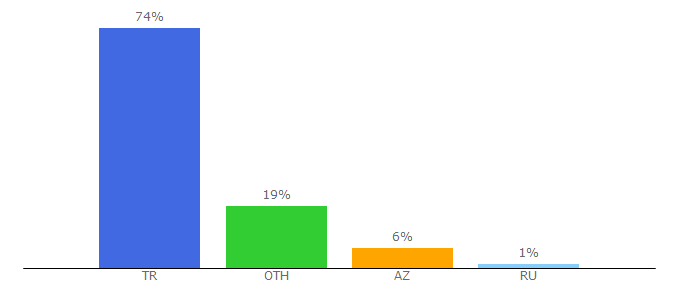 Top 10 Visitors Percentage By Countries for biriz.biz
