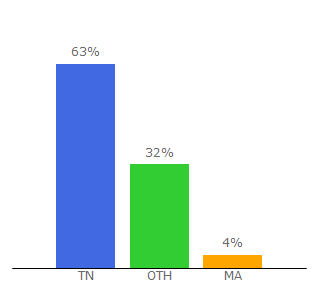 Top 10 Visitors Percentage By Countries for buzznewstunisia.tn