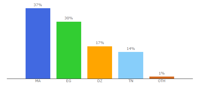 Top 10 Visitors Percentage By Countries for egyy.best