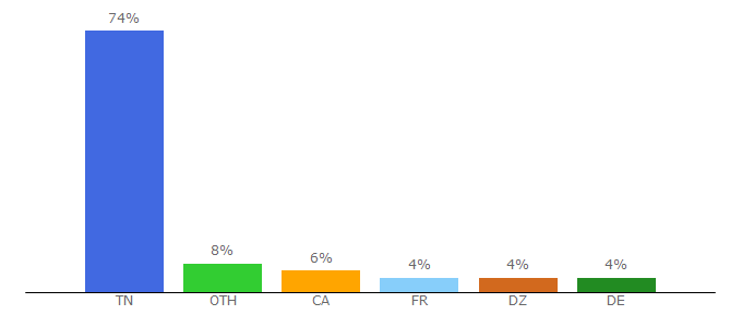 Top 10 Visitors Percentage By Countries for ettounsiyatv.com