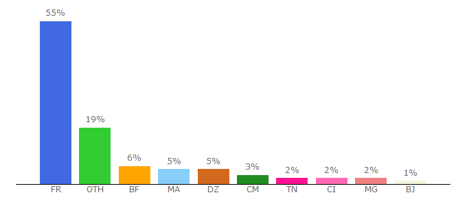 Top 10 Visitors Percentage By Countries for leblogdudirigeant.com