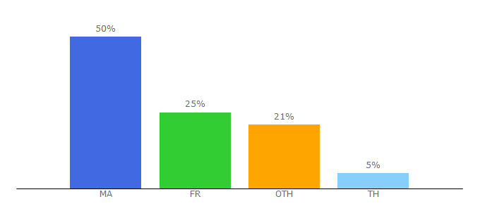 Top 10 Visitors Percentage By Countries for madein-marrakech.com