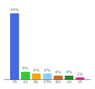 Top 10 Visitors Percentage By Countries for ruble.tlkur.com