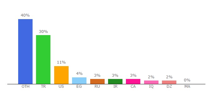 Top 10 Visitors Percentage By Countries for truckersmp.com