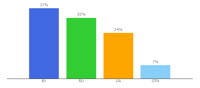 Top 10 Visitors Percentage By Countries for vik.by